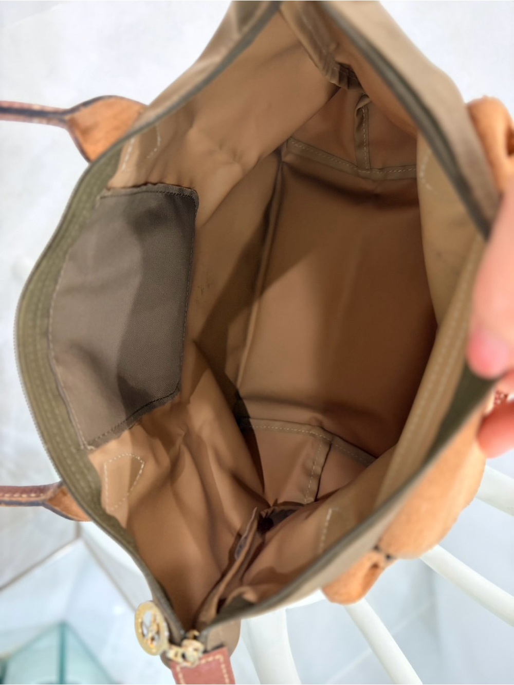 Longchamp Classic Brown Women's Small Tote Bag with Leather - Picture 8 of 12